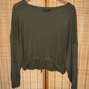 Express Olive Green Ribbed Women's Shirt